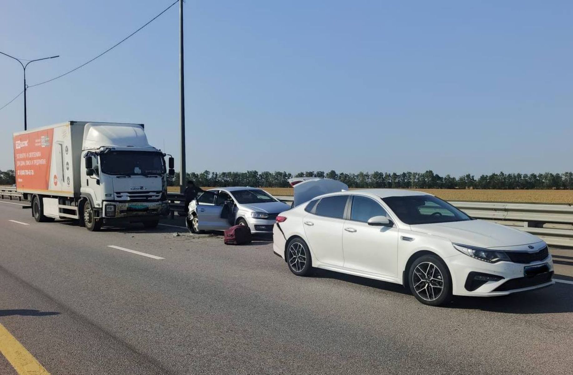 Двое детей и&nbsp;взрослый пострадали в&nbsp;массовой аварии с&nbsp;грузовиком на воронежской трассе