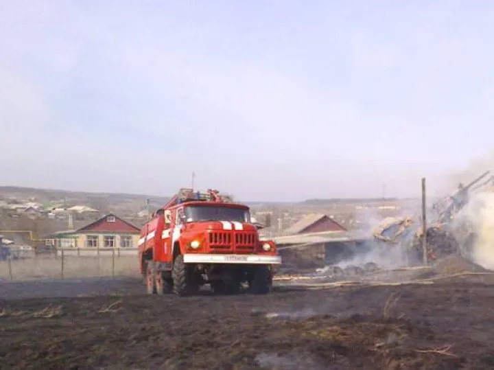 100 тюков сена уничтожило пламя в Воронежской области
