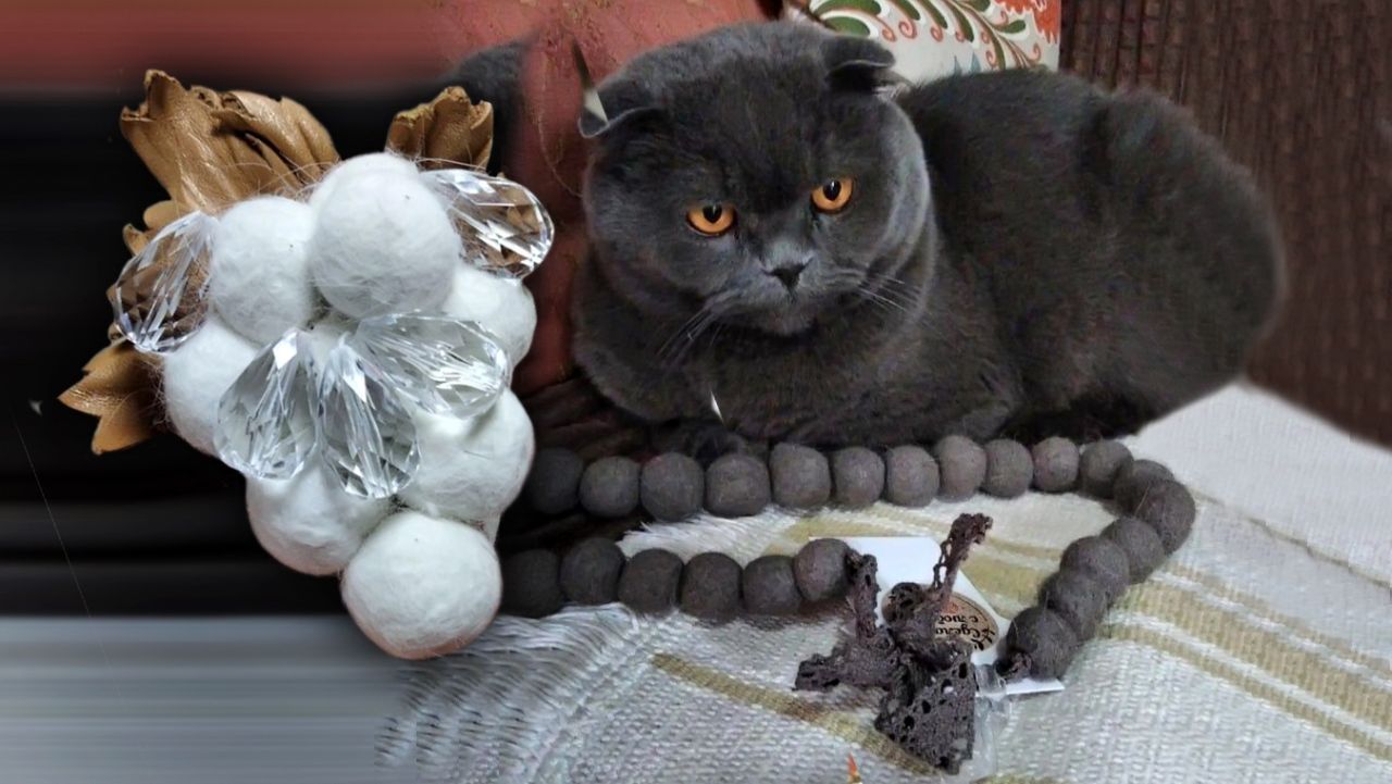 Бусы из своего кота сделала мастерица из Воронежской области