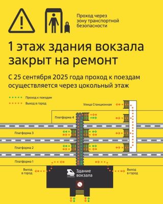 С 25 сентября вход на вокзал Курска изменится из-за ремонта