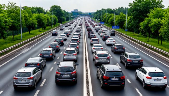«Выделенки ещё нет, а пробка есть». Воронежские автомобилисты застряли в заторе