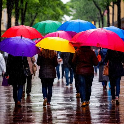 В День разноцветных зонтов в Курске холодно и дождливо