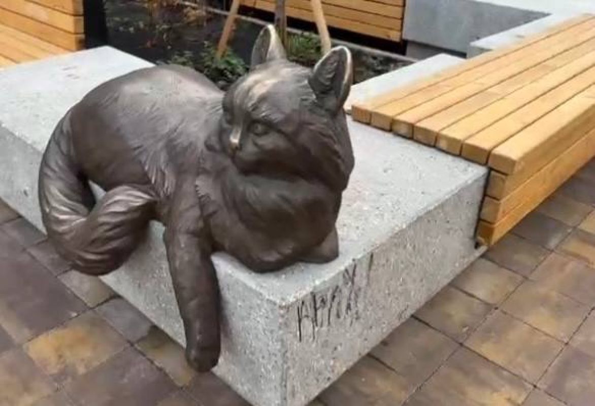 Кота на тамбовском Арбате изрисовали вандалы