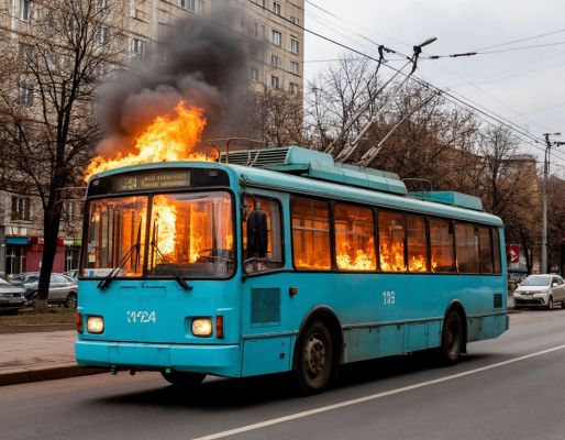 Водитель троллейбуса в Курске предотвратил крупный пожар, потушив возгорание до приезда брандмейстеров