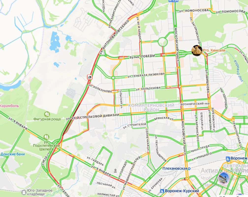 Сюда не&nbsp;едем. Почти 7-километровая пробка сковала воронежскую улицу