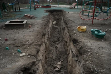 Девочка столкнула подругу в траншею у детской площадки