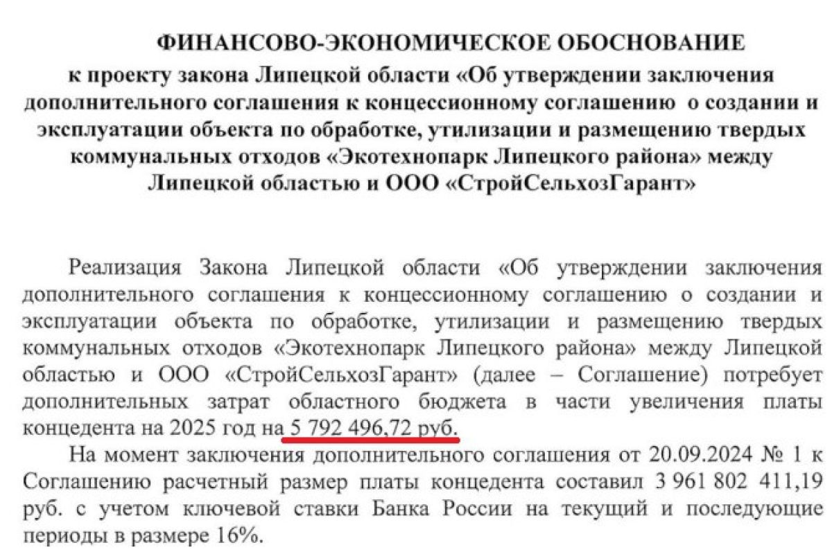 Правительство Липецкой области отправит 6 млн рублей на свалку