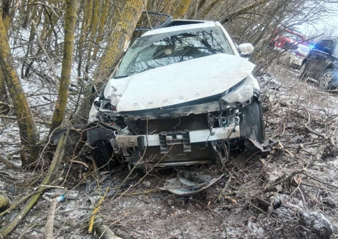 Скользкая дорога стала причиной ДТП под Липецком: машина всмятку, автоледи жива