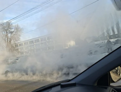 Мощный прорыв трубы заметили воронежцы 