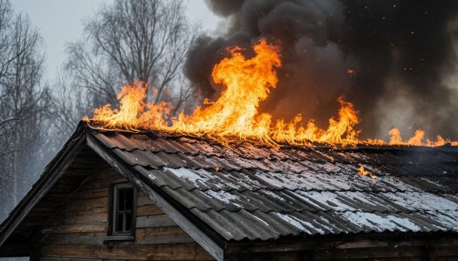 Дом загорелся при атаке БПЛА в Воронежской области