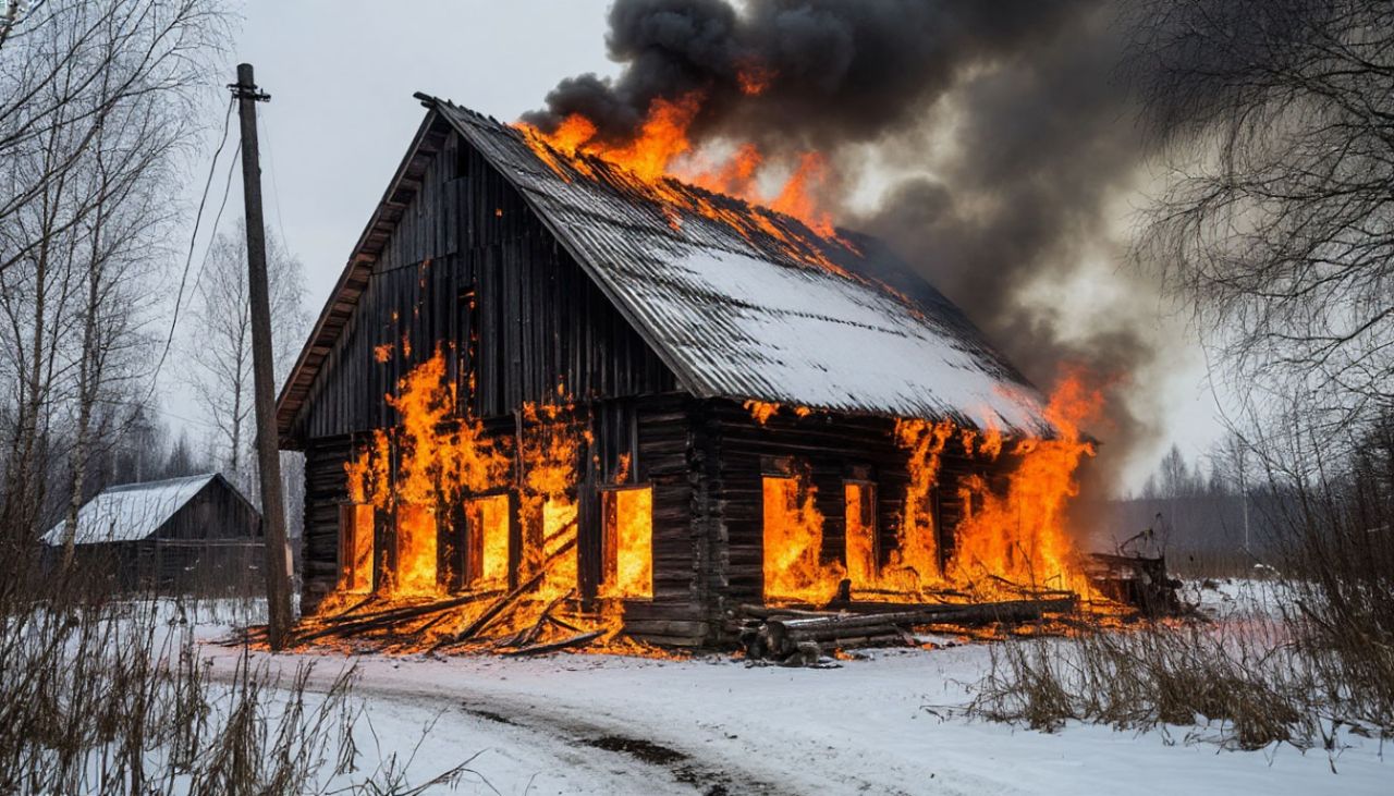 Крыша рухнула в постройке при пожаре в Воронежской области: есть раненый&nbsp;