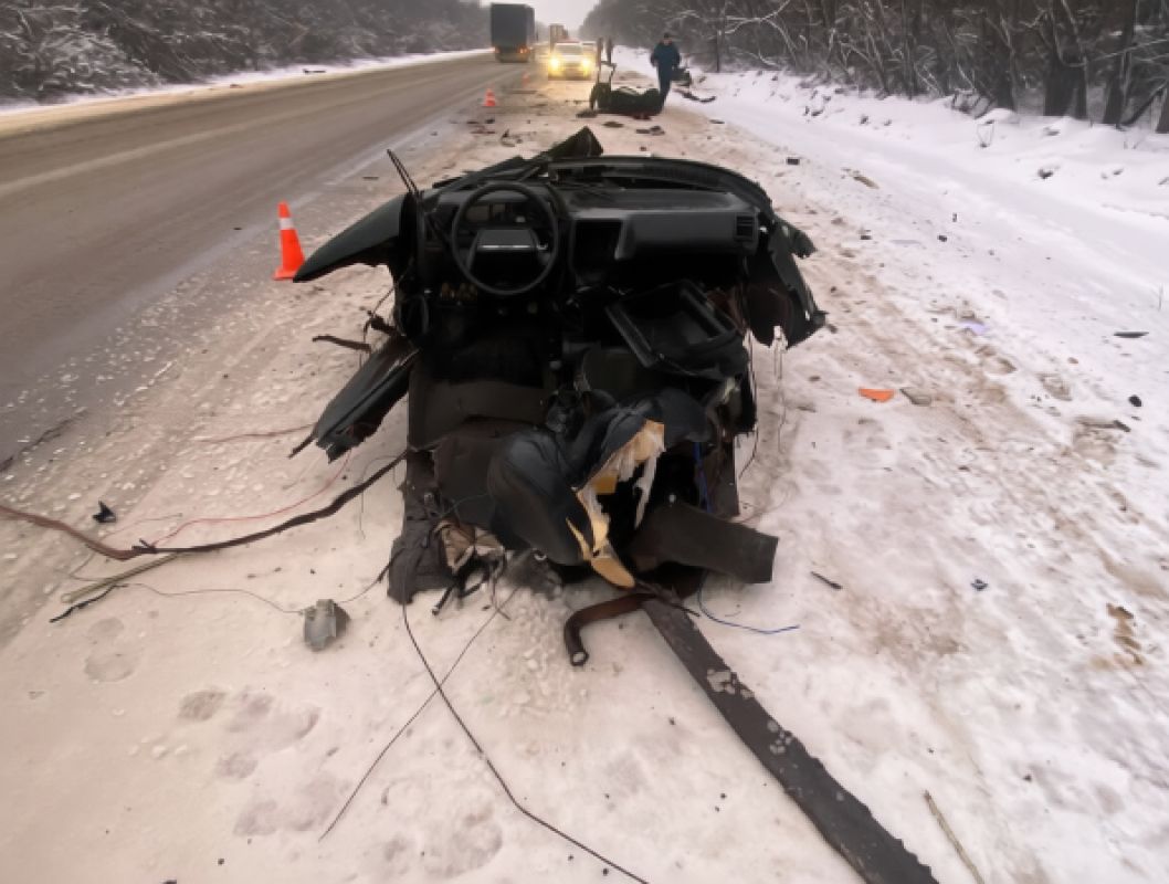 На липецкой трассе грузовик на встречке снес крышу легковушке
