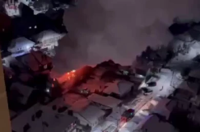 Жуткий ночной пожар в Воронеже попал на видео