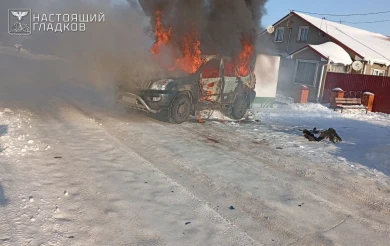 В селах белгородского приграничья горят автомобили 