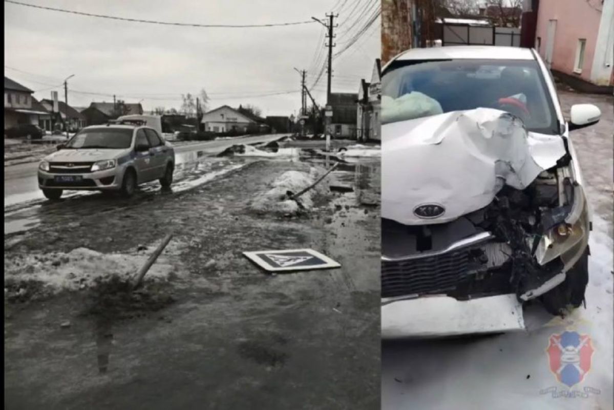 Юная лихачка сбила дорожные знаки в&nbsp;Воронежской области (ВИДЕО)