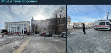 Скопление пожарной техники на площади Ленина встревожило воронежцев 