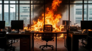 Воронежца эвакуировали из полыхающего офиса 