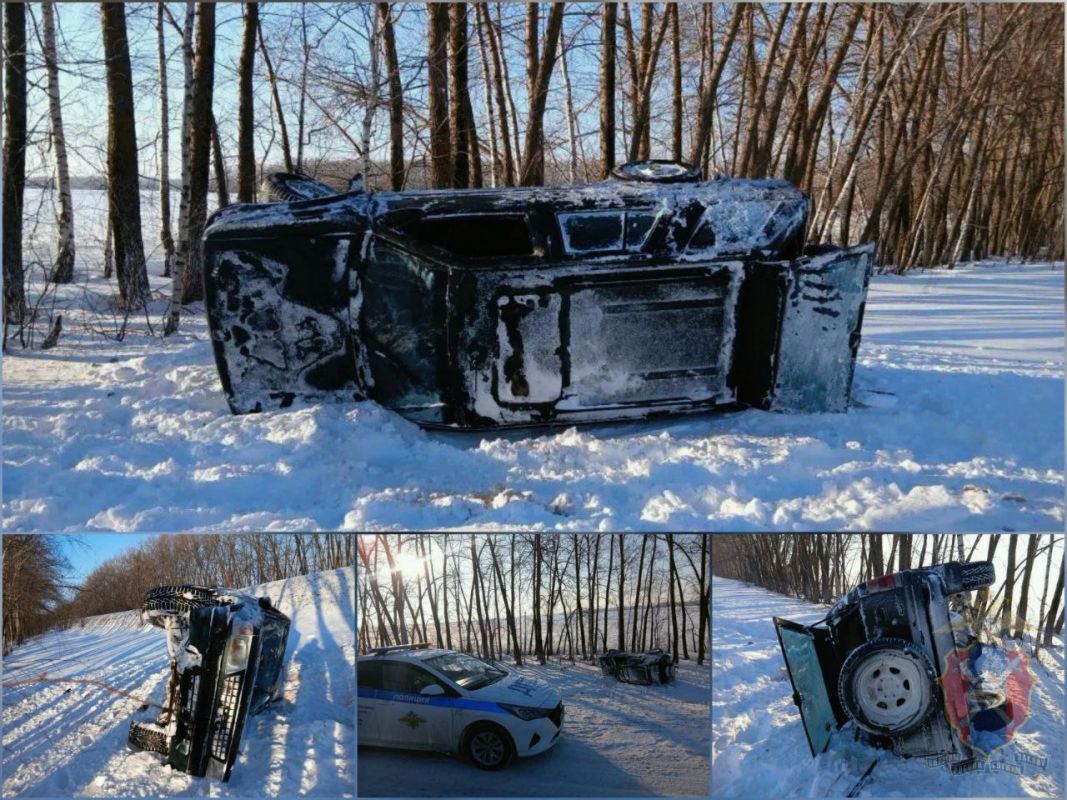 Женщина съехала в&nbsp;кювет и&nbsp;опрокинулась на&nbsp;воронежской трассе