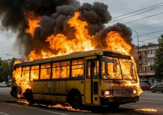 В Белгороде взрослые и дети выпрыгивали из горящего автобуса