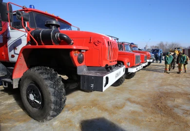 Скопление пожарной техники заметят воронежцы