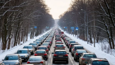 Огромная пробка мешает воронежцам доехать до работы