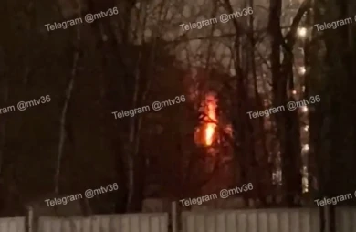 Трёхэтажка вспыхнула в Воронеже рано утром (ВИДЕО)