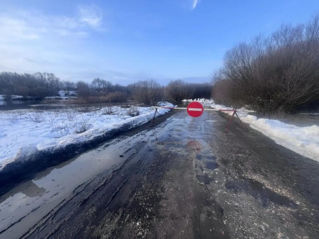 В Липецкой области из-за подъема воды в реке затопило дорогу
