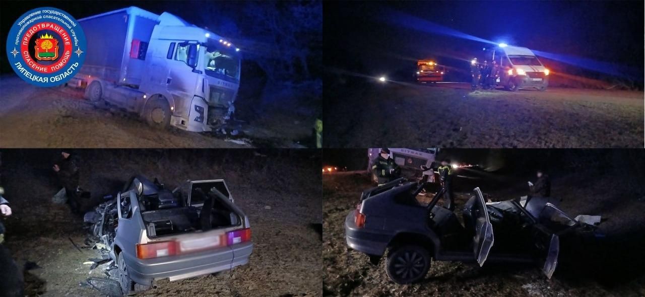 Фура и ВАЗ не разъехались под Липецком: водитель погиб по пути в больницу