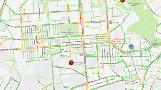 Пробка длиной почти три километра сковала Московский проспект