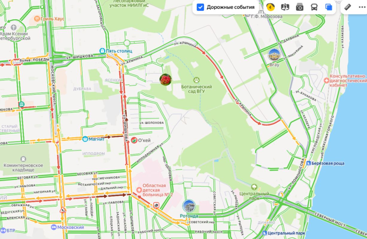 Один из районов Воронежа погряз в пробках утром среды&nbsp;