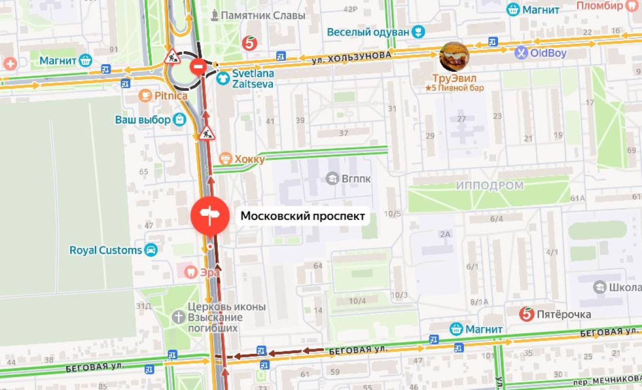 Важно! Движение полностью закроют на участке Московского проспекта в Воронеже