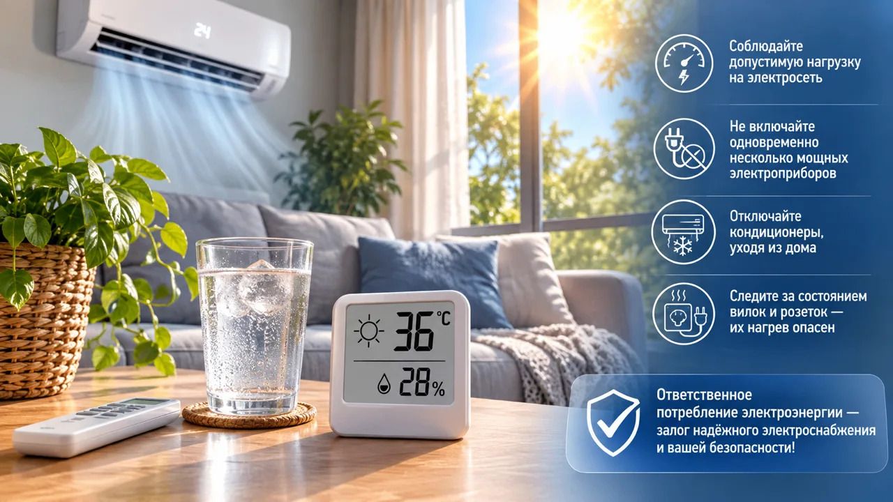 Энергетики «Россети Центр» напоминают о&nbsp;необходимости соблюдать допустимую нагрузку на&nbsp;электросеть во&nbsp;время жары
