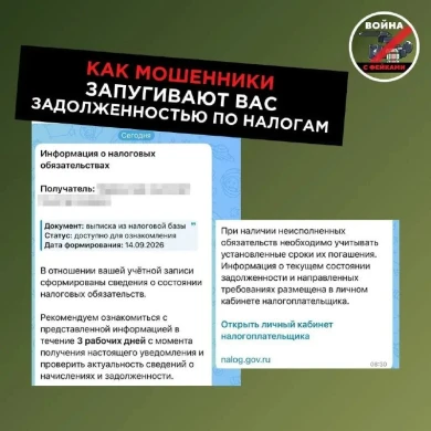 О фальшивых налоговых уведомлениях предупредили воронежцев