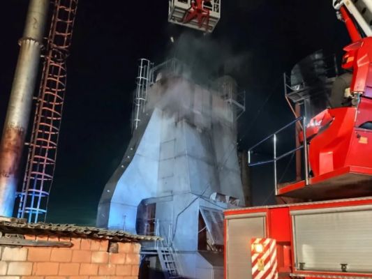 Кровля зерносушилки сгорела и обрушилась в воронежском селе